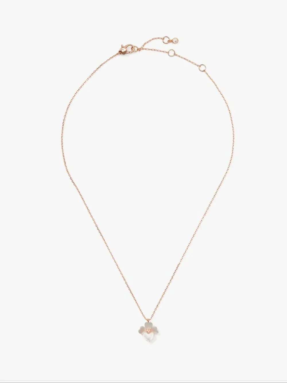 Kate Spade Mother of Pearl Flower Heart Pendant Necklace Rose Gold